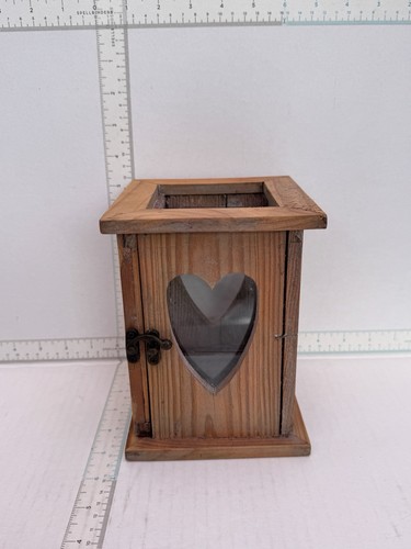 Rustic wooden heart candle - wooden,