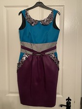 Kate Fearnley dress Size 10 sequins green purple striped bow