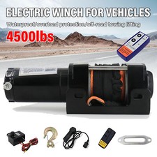 4500lb 12V Electric Car Winch ATV Synthetic Rope Winch with Wired Remote Control