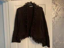 ELIZABETH SCOTT CHUNKY KNIT TASSLE CARDIGAN SIZE L/XL WOOL MIX