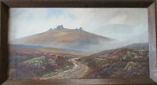 DOUGLAS PINDER Dartmoor Tor Watercolour Painting Signed Oak Framed