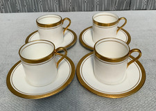 Set of 4 Elegant AYNSLEY Gold Laurel ELIZABETH  Coffee Cans, Cups & Saucers 7947