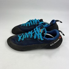 Climb X Mens Climbing Shoes Black Blue UK 11 Lace Up Rubber Sole X Factor