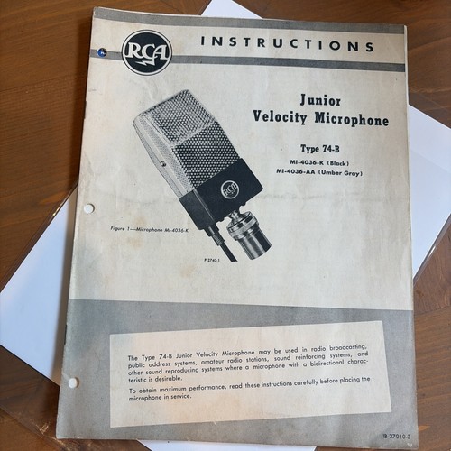 Rca type junior velocity - type, 74-b