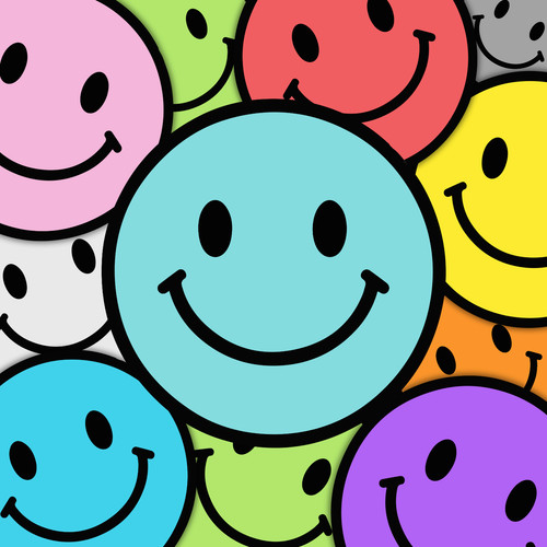 Smiley face sticker labels - sticker,