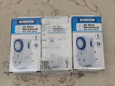 3x STATUS Timer Switch Mini | 24 Hour Segment Timer Light Switch | White UK Plug