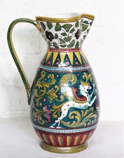 Vintage Italian Pottery Painted Vase Mid 20th Century Deruta Style