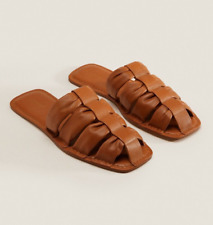 NEW ZARA BROWN LEATHER MULE