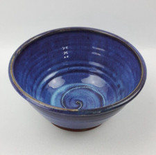 Studio Pottery 23cm Cobalt Blue Glazed Fruit / Serving Bowl