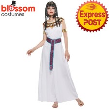 EY288 Womens White Egyptian Queen Cleopatra Greek Goddess Roman Dress Up Costume