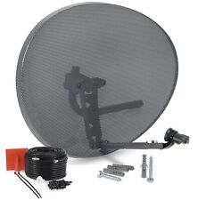 80cm Zone 2 Satellite Dish, Single LNB + 10m Black RG6 Cable Kit For Sky Freesat