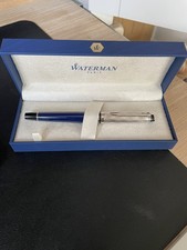 Waterman Expert Fountain Pen | Metal & Blue Lacquer | Chiselled Cap | Stainless