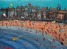 JAMES DOWNIE, CORNWALL, ST IVES, Original Oil On Canvas 12”x16”NORTHERN ART 2015