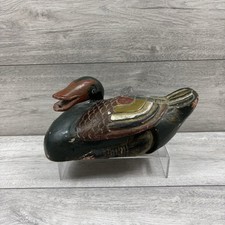 Large Vintage Wooden Duck Carved & Hand Painted Realistic Mallard Decoy
