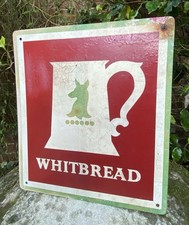 Vintage Good Original Rare & Retired Old Whitbread Antique Advertising Pub Sign