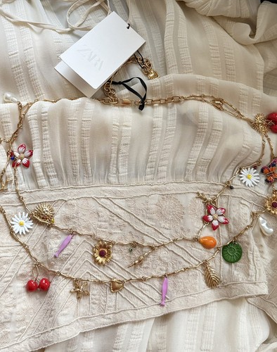 Zara gold metal charm belt - metal,
