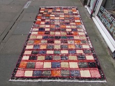 Shabby Chic Worn Vintage Hand Made Traditional Blue Red Wool Large Rug 271x142cm