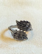 Feather Ring, Adjustable Ring, Thumb Ring, Bypass Ring, Boho Ring, Retro Ring