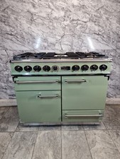 FALCON DELUXE RANGE COOKER 110 CM DUAL FUEL IN MINERAL GREEN AND CHROME 