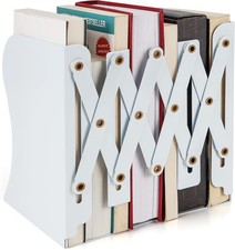 White Bookends Metal Iron Adjustable Books Holder Stand Desk Heavy Duty Non skid