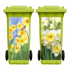 Nezyo 2 Sheets Wheelie Bin Stickers Flowers Self Adhesive Dustbin Sticker