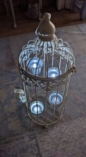 Vintage large hanging metal birdcage with candle tealight holders