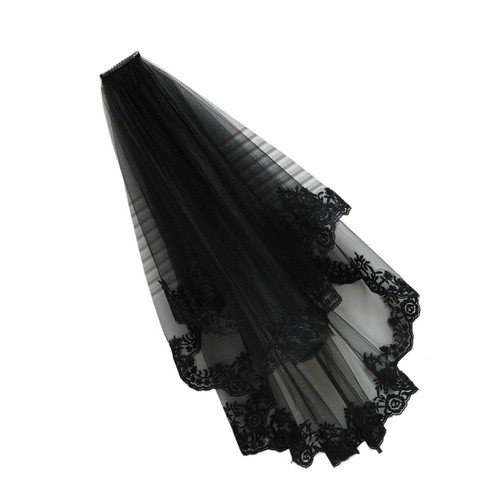 Black cloth lace veil - lace,