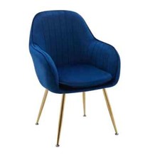 Velvet Fabric Upholstered Armchair Dinning, Home Office Chair with Metal Legs