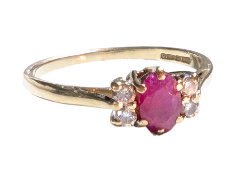 Vintage ruby diamond ring - ruby, in