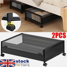 2X Under Bed Storage with Wheels & Lid Rolling Under Bed Drawer for Clothes Toys