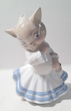Porcelain Cat Figurine in