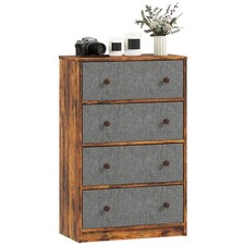 HOMCOM Chest of Drawers, 4 Drawer Dresser for Bedroom, Grey and Rustic Brown