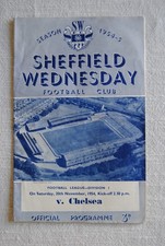 1954-55 Sheffield Wednesday v Chelsea Football Programme 20 November 1954