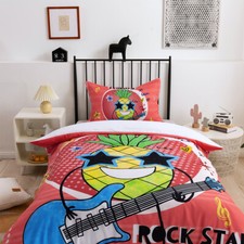 3D Cartoon Pineapple Guitar Kids Quilt Cover Set Bedding Sets Pillowcases Queen