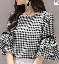 Zanzea Houndstooth Black White