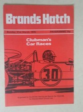 BRANDS HATCH OFFICIAL PROGRAMME 31ST MARCH 1974 CLUBMAN'S CAR RACES