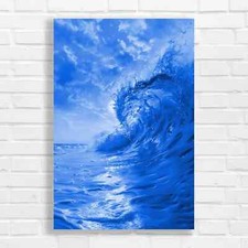 Stunning Sunset Wave Blue Canvas Print Large Picture Wall Art