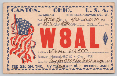 Postcard qsl w8al - postcard, canton