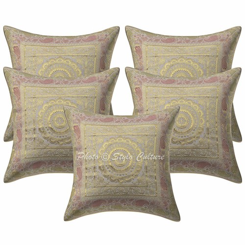 Cotton indian brocade pillow - cotton,