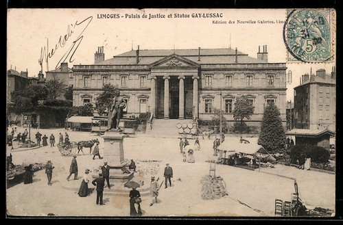 Old postcard limoges palace - postcard, limoges,