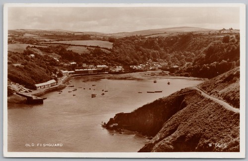 Old fishguard postcard by - fishguard,,