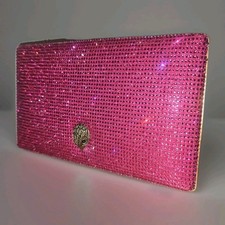 Kurt Geiger Crystal Metallix Fuchsia Hot Pink Box Clutch RRP £159