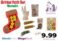 Rosewood  Naturals Christmas Guinea Pig Rabbit Small Animal Puzzle Boot Bundle