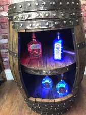 LARGE OAK BARREL - HOME BAR - MANCAVE  38.5" HEIGHT - COACH BOLTS - FATHERS DAY 