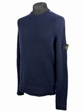 Stone Island Jumper Men's Navy Blue Wool Knit Pullover Long Sleeve Sweatshirt L