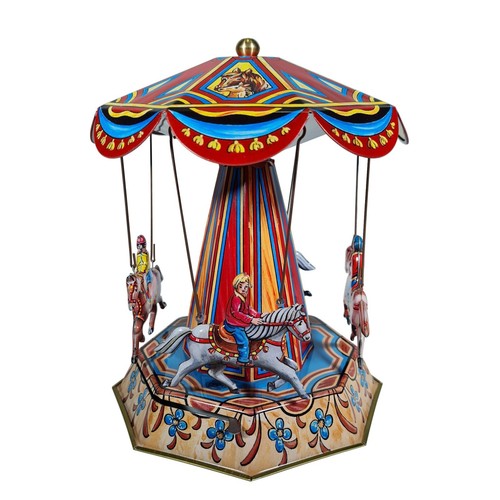 Horse carousel tin toy - tin,