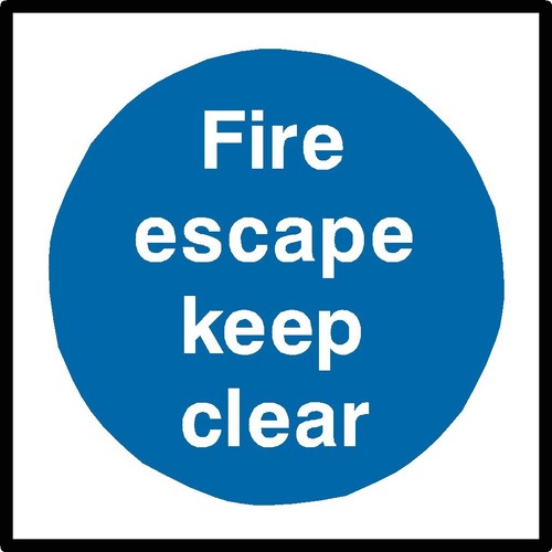 Fire escape keep clear - fire, sign