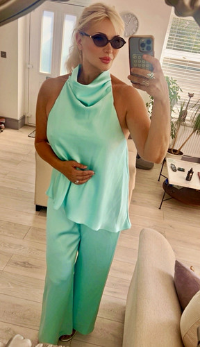 Zara turquoise jumpsuit halter - turquoise,