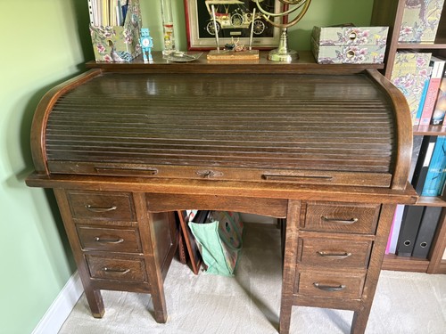 Oak roll top desk antique - roll,
