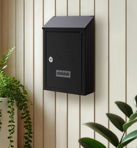 Black post box wall - black,